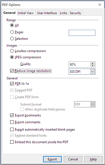 Zapis książki do PDF parametry