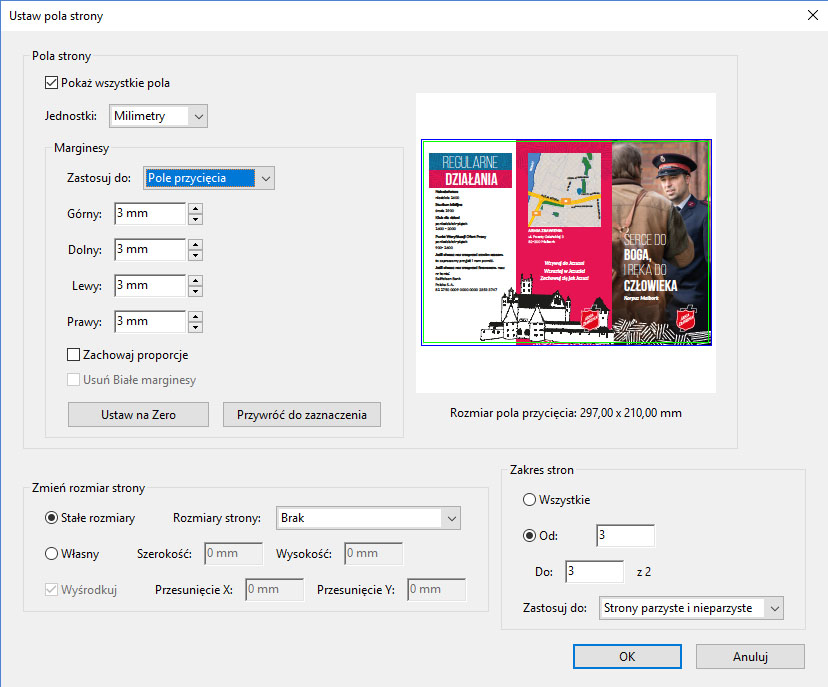 Definiowanie pól strony w Adobe Acrobat
