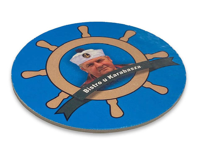 Coaster, podkładka pod butelkę lub szklankę. Dowolny kolorowy nadruk wysokiej jakości.