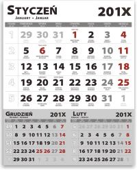 Kalendaria 1 - 285x335 mm, trójjęzyczne z imieninami i świętami