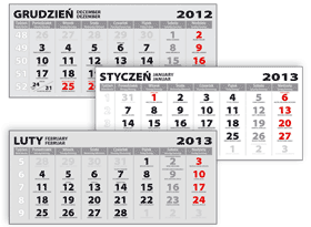 Kalendaria do kalendarzy trójdzielnych
