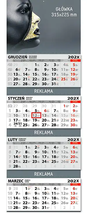 Kalendarze czterodzielne (315x900) - 3 reklamy